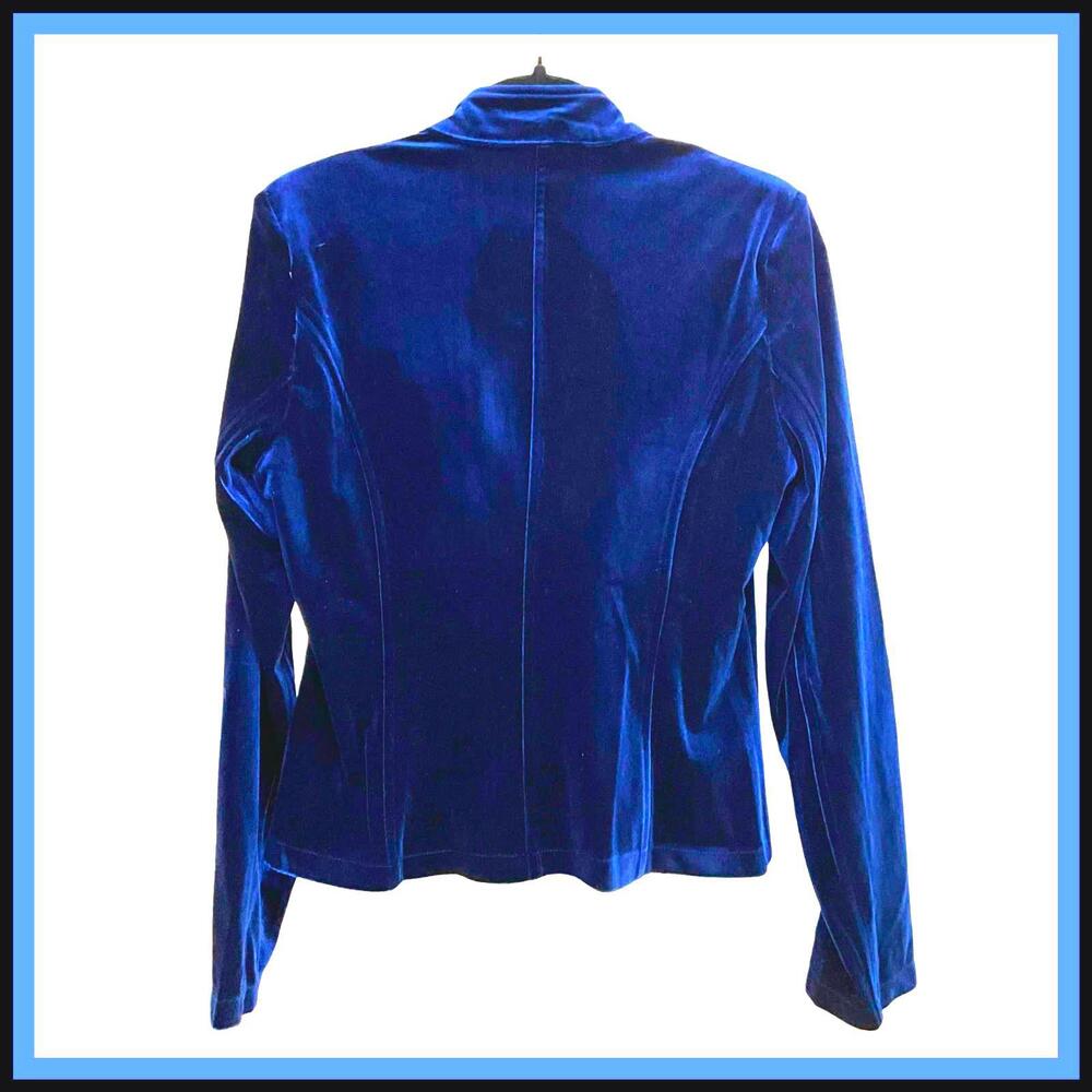 NEW Y2K Retro SZ S Velvet Blue Boho Double-Breast Button-Up Vintage Blazer Top - Picture 7 of 10